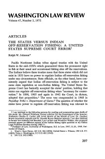 The States Versus Indian Off-Reservation Fishing: A United States Supreme Court Error (1972)