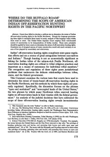 Where Do the Buffalo Roam? Determining the Scope of American Indian Off-Reservation Hunting Rights in the Pacific Northwest (1992)