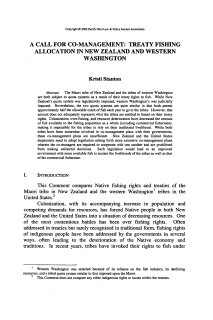 A Call for Co-Management: Treaty Fishing  Allocation in New Zealand and Western Washington (2002)