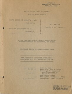 United States v. Washington: Reply Brief of Defendant-Intervenor, Washington Reef Net Owners Association (1974)