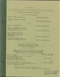 United States v. Washington: Brief of Intervenor-Appellant Northwest Steelheaders Council of Trout Unlimited (1974)