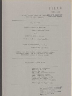 United States v. Washington: Appellants' Reply Brief (1985)