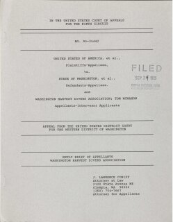 United States v. Washington: Reply Brief of Appellants Washington Harvest Divers Association (1995)
