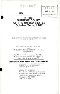 Washington State Department of Game v. United States: Petition for Writ of Certiorari (1983)